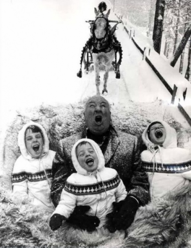 Alfred Hitchcock brincando com os netos