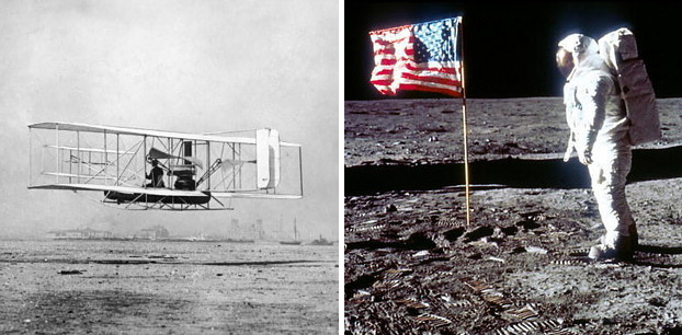 Chegamos à lua apenas 66 anos depois dos irmãos Wright realizarem o primeiro voo com humanos