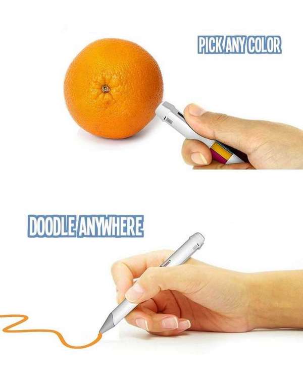 A caneta que absorve cores de objetos reais