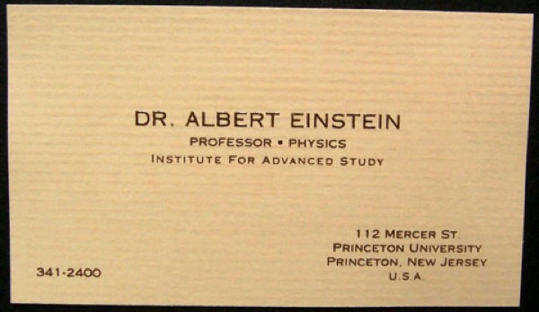Cartão de Albert Einstein