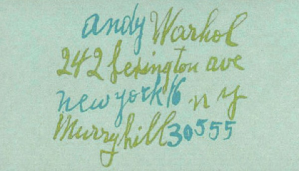 Cartão de Andy Warhol