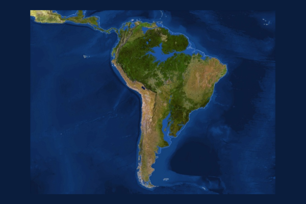 Mapa da América do Sul sem gelo glacial