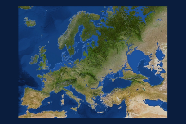 Mapa da Europa com gelo derretido