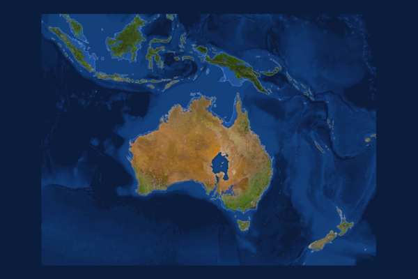 Mapa da Austrália com gelo dos polos